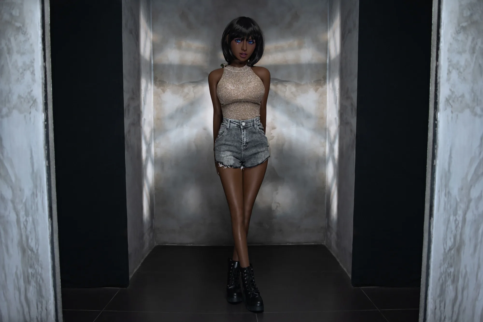 Real Sex Doll Black Chrischell 4ft 10' (148 cm)/ E-Cup - AIBEI Doll view 2